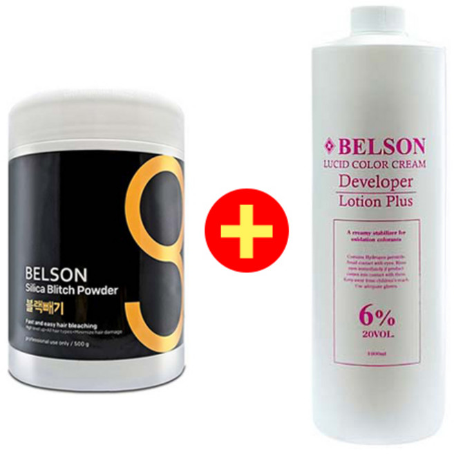 동방 벨슨 실리카 블리치 파우더 탈색약 블랙빼기 500g+전용 6% 산화제 1000ml, 1L, 1개
