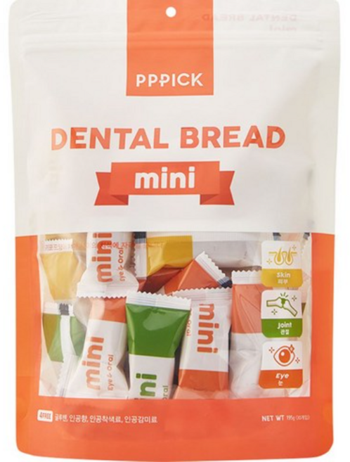 피피픽 덴탈브레드 미니 소형견 덴탈껌 195g, 혼합맛(관절/눈/피부), 6.5g, 2개