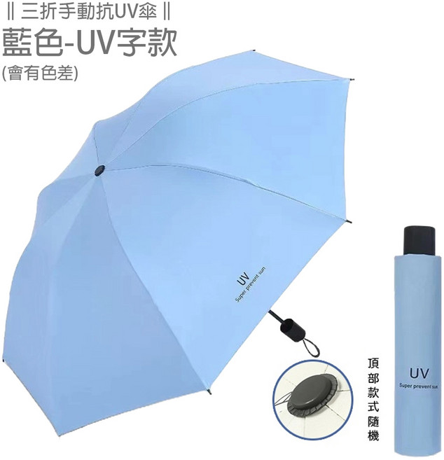 三折手動抗UV傘 八骨黑膠摺疊晴雨傘 防曬陽傘 口袋傘 UV字款