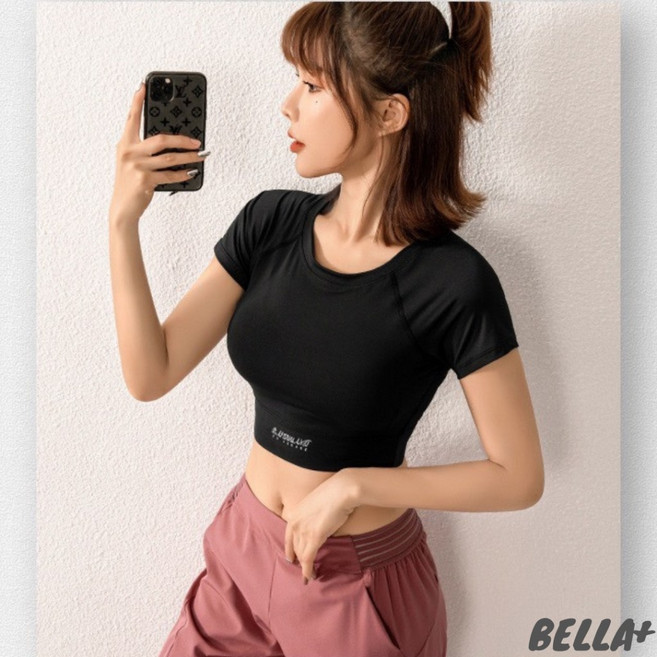 BELLA+ 速乾短版運動上衣 女款 健身瑜珈重訓服 四色任選