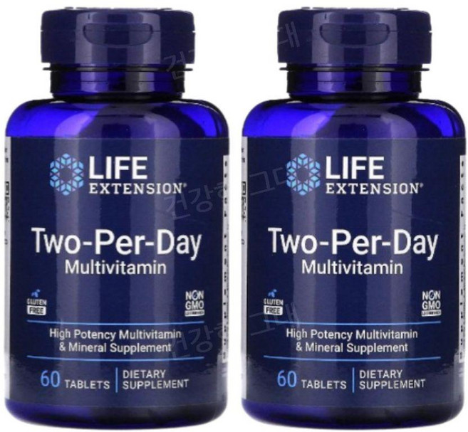 라이프익스텐션 투-퍼-데이 멀티비타민 타블렛, 2개, 60정