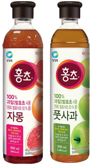 청정원 홍초 자몽 + 풋사과, 1.8L, 1세트