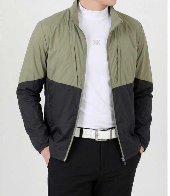 남성용 초 경량 바람막이 블록 배색 사방스판 점퍼 [봄 여름용]