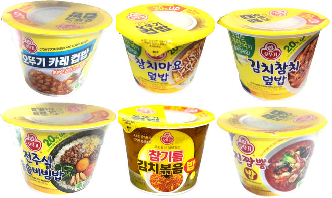 오뚜기 컵밥 2개씩(진짬뽕밥+전주식돌솥비빔밥+참기름김치볶음밥+오뚜기카레+김치참치덮밥+참치마요덮밥)