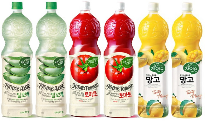 웅진 자연은 주스 1.5L 3종 알로에 + 토마토 + 망고 2개씩