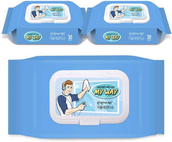 올마이웨이 거울 세정티슈, 3개