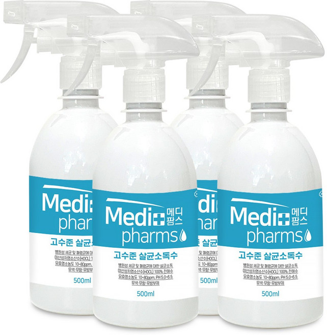 크로바 메디팜스 뿌리는소독제 500ml 미산성차아염소산수 살균소독제, 4개