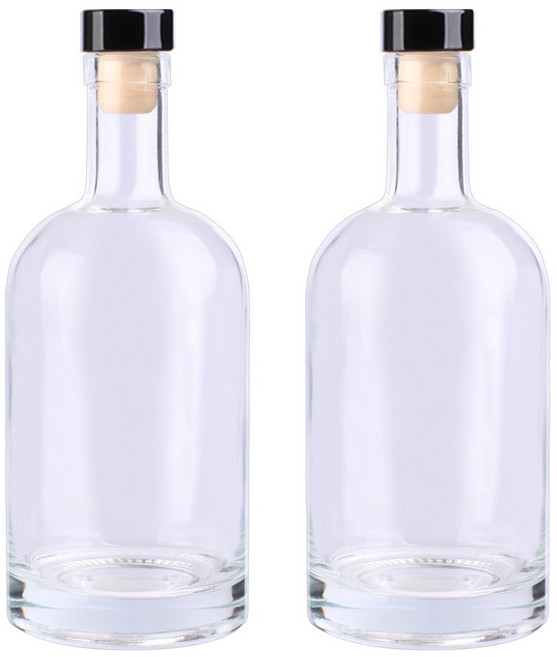 가인글로벌 위스키500 유리병 T형마개(블랙) 주류병 더치병 담금주 술병, 2개, 500ml