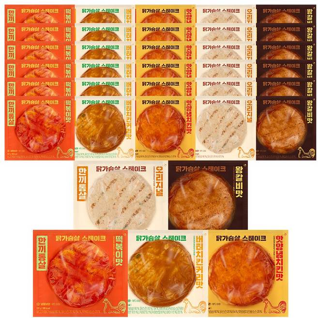 한끼통살 닭가슴살 스테이크 혼합 30개입, 30개, 100g