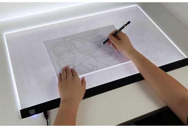 대형 라이트박스 밝기조절 드로잉 보드 패드 태블릿, A2 무단계 디밍(USB 케이블 + 플러그)