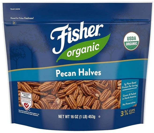 Fisher 유기농 피칸 반쪽 473.2ml(16온스) USDA 인증 유기농 무염 생 피칸 북미 재배 GMO 프리 방부제 없음 케토 및 팔레오 친화적 성인용 두꺼운, 1 - 쿠팡
