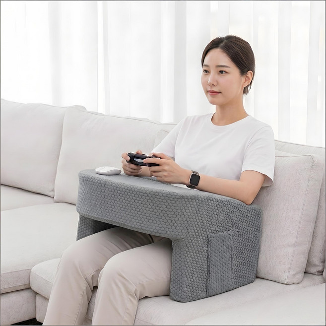 텍스스테드 독서 쿠션 테이블 레벨업 쿠션 뜨개질 노트북 쿠션, 그레이