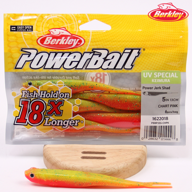 버클리 파워 저크쉐드 UV 듀얼컬러 5인치 광어다운샷 대광어 웜, 1개, 10g, CHPK 차트핑크