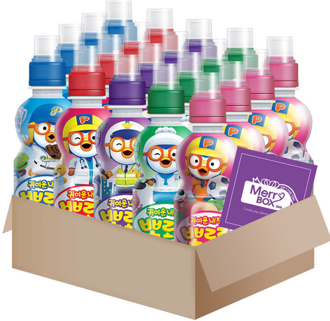 메리박스 뽀로로 어린이 음료 20개세트 (복숭아4+밀크4+딸기4+블루베리4+사과4)+메세지카드, 235ml, 1박스