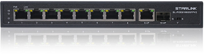 8포트 기가비트 POE스위치+1포트RJ45+1포트 SFP SL-POE6108GSFPV2 (124W) 기가업링크 Rack/월마운트