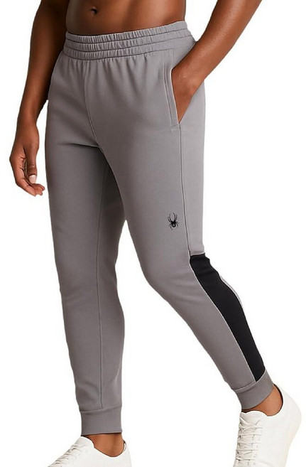 Spyder 남성용 스웨트팬츠 - 더블 니트 퍼포먼스 플리스 남성용 조거 운동용 팬츠 내부 드로스트링 허리 및 지퍼 포켓 포함 화이트. M