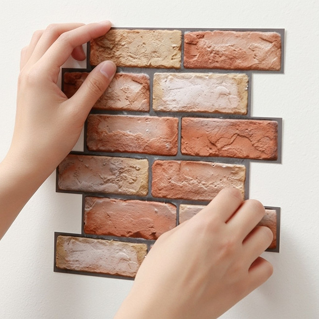 3D입체 파벽돌 접착식 폼벽지 레드, 10개, 레드브릭