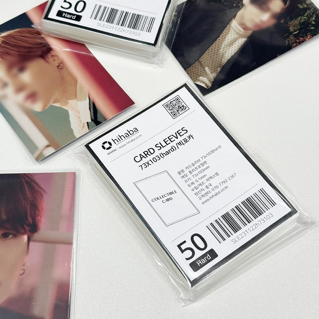 하이하바 클리어핏 카드 슬리브 (포토카드 게임카드 엽서 사진 보관용 두꺼운 OPP), 73x103(빅포카)50매, HARD(0.1)