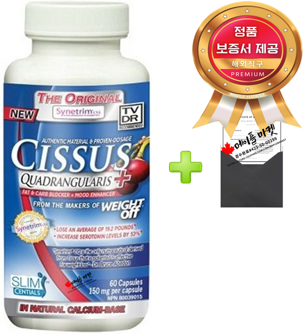 캐나다 시서스 150mg 60캡슐+정품보증서 캐나다 직배송 Nuvocare Synetrim CQ Cissus, 60캡슐, 60정, 6개