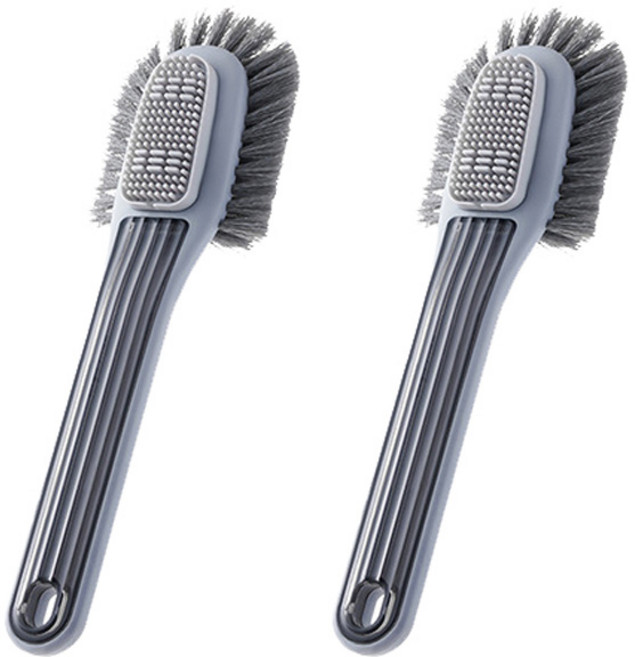 더자카 투인원 소프트그립 신발 세척 브러쉬, 그레이, 2개
