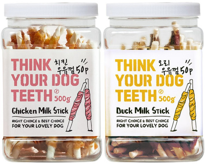 더주스 띵독 대용량 우유껌 스틱 치킨 50p+오리 50p 더주스(통) (합포장가능).