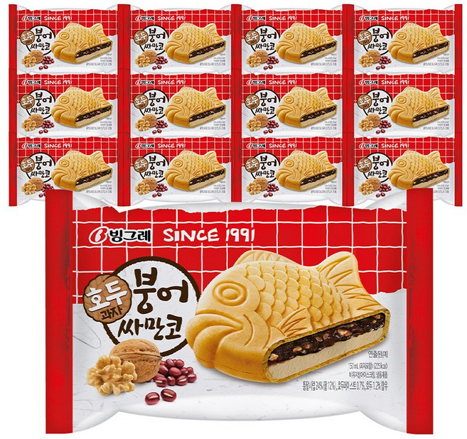 빙그레 호두붕어싸만코, 12개, 150ml