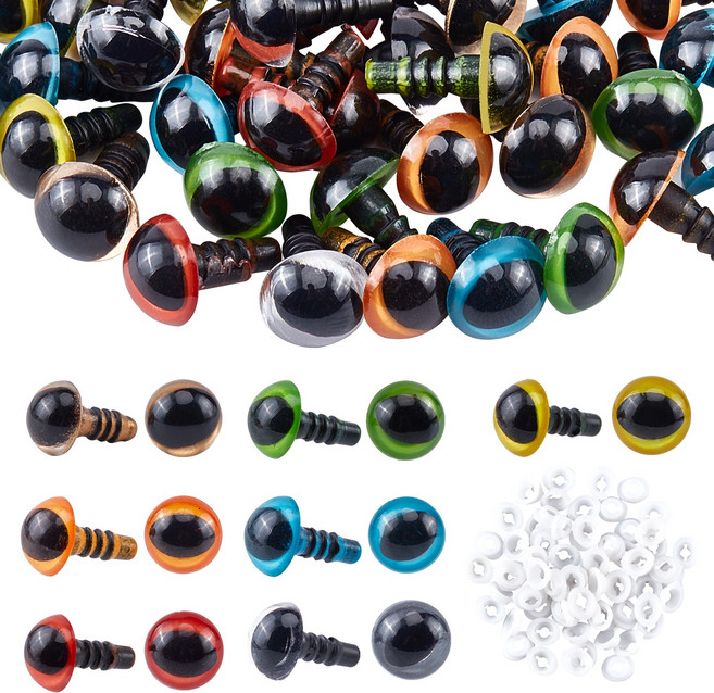 플라스틱 안전 눈알 세트 혼합색상 수제 인형 만들기 DIY 재료, 믹스 컬러