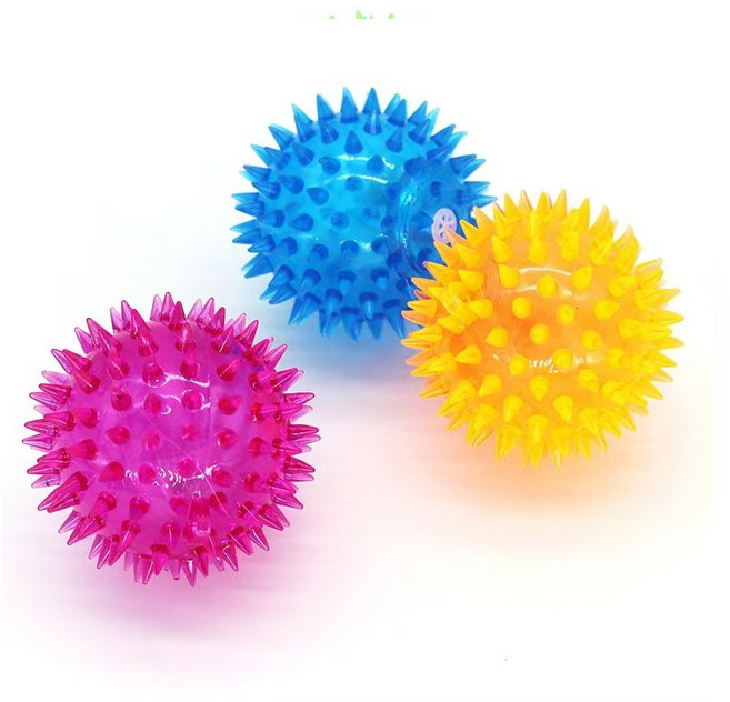 오브펫 LED 애견 컬러 볼 장난감 삑삑이, 3개, 랜덤