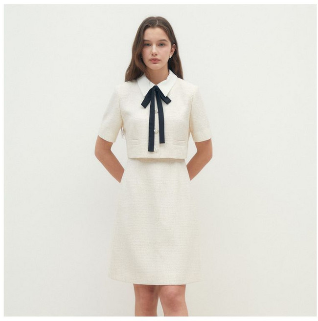 JJ지고트 트위드 디테쳐블 칼라 재킷 원피스 GR4P0OP431