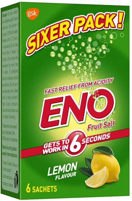 Eno Fruit Salt Sachet | Ayurvedic Acidity Relief Formula | Flavor Lemon, 6개, 5g - 쿠팡