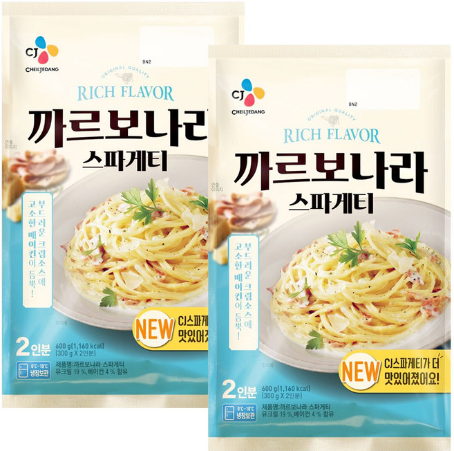 (냉장)cj제일제당 까르보나라스파게티, 600g, 2개