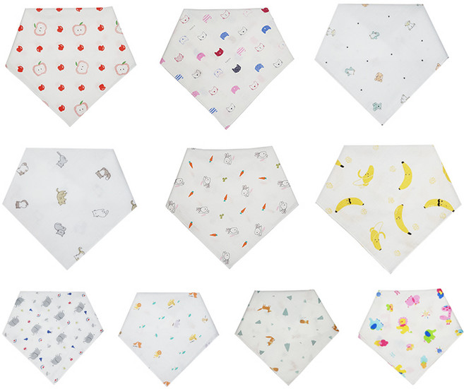 똑딱이 엠보 가제손수건빕 10P