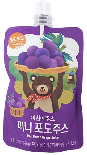 아침에주스미니(포도주스) 100ML서울우유, 100ml, 1개