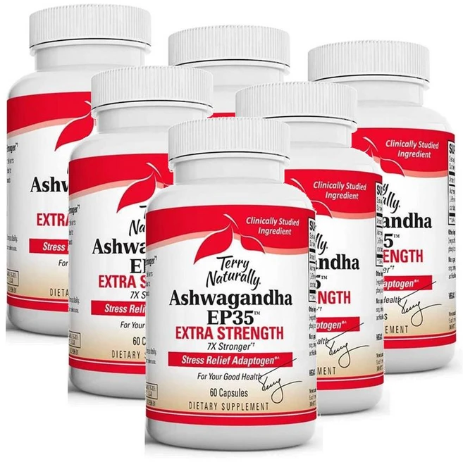 테리 내추럴리 아슈와간다 EP35 엑스트라 스트렝스 캡슐 Terry Naturally Ashwagandha EP35, 6개, 60정 - 쿠팡