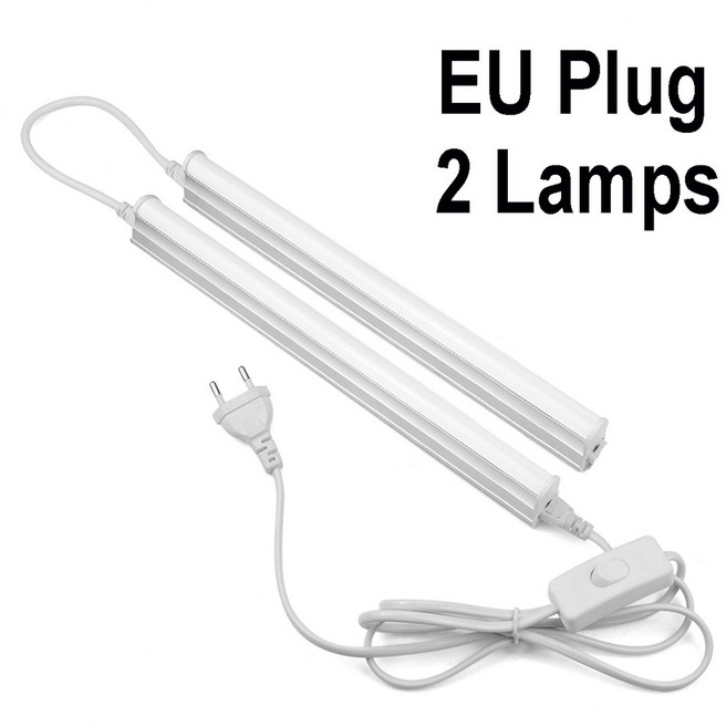 1FT 6W 29CM 장착 조명 테이블 LED AC220V 책상 LAMPARA 아래 램프 T5 튜브 나사 110V 책장, 2PCS EU Plug, 하얀색
