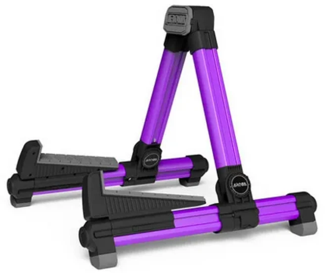 AROMA 알루미늄 합금 접이식 기타 스탠드 우쿨렐레 베이스 만돌린 현악기용 범용 A 프레임 7 가지 색상, 1개, 02 보라색