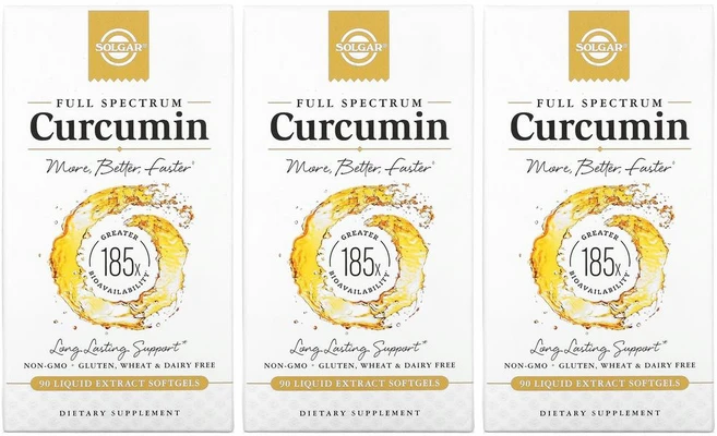 [2+1] Solgar 솔가 풀 스펙트럼 커큐민 90정 소프트젤 Curcumin 강황 Full Spectrum 솔땡 고약사 약들약 3개 - 쿠팡