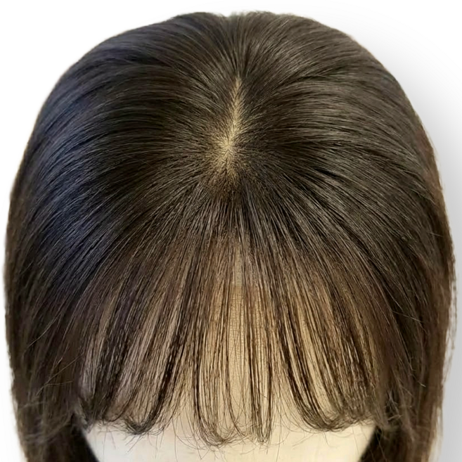 팍클리 리얼스킨 풍성한 인모 정수리 부분 가발, 1개, 앞머리 O + 내추럴블랙