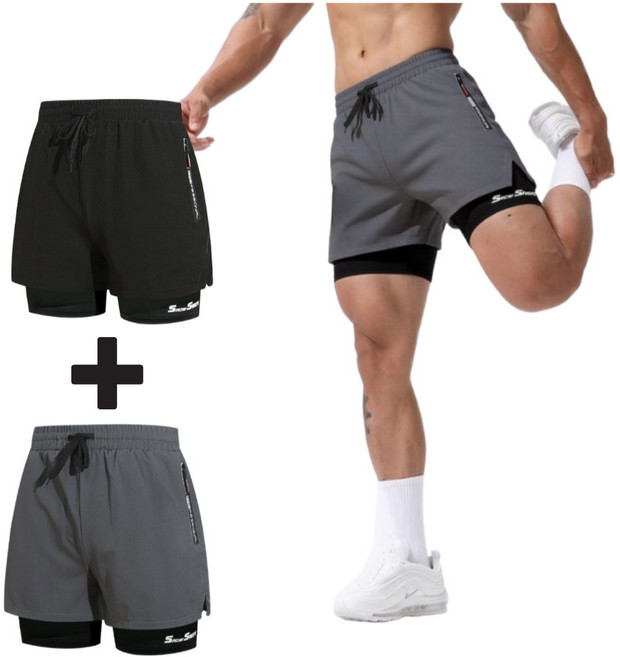 씨엠 투인원 헬스 런닝 운동 남자 반바지 2종세트