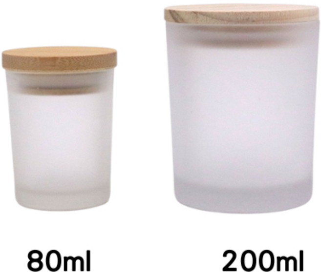 【含發票】木蓋蠟燭玻璃杯 香氛蠟燭, 1件, 透明 (配木紋蓋), 200ml, 磨砂