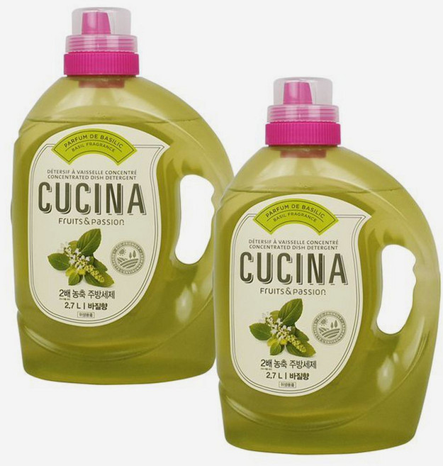 쿠치나리빙 바질 2배 농축 주방세제 2.7L 2개