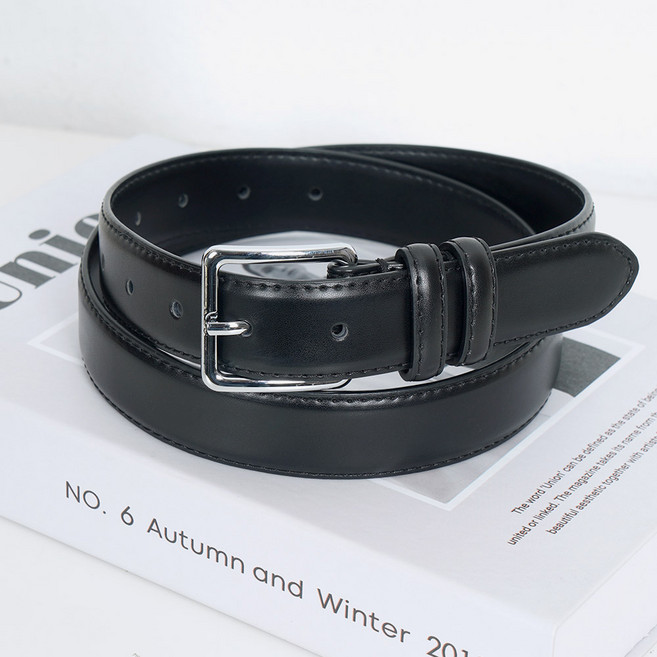 미니포커스 남녀공용 수동 소가죽 슬림 벨트 208