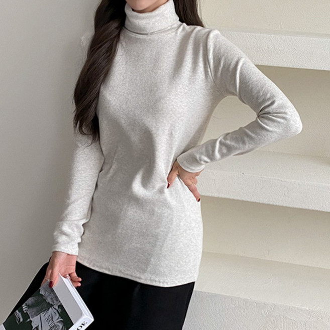 마이쏭 여성 겨울기모티 롱티 폴라 도톰 기모 목편한피치폴라티(겉기모)