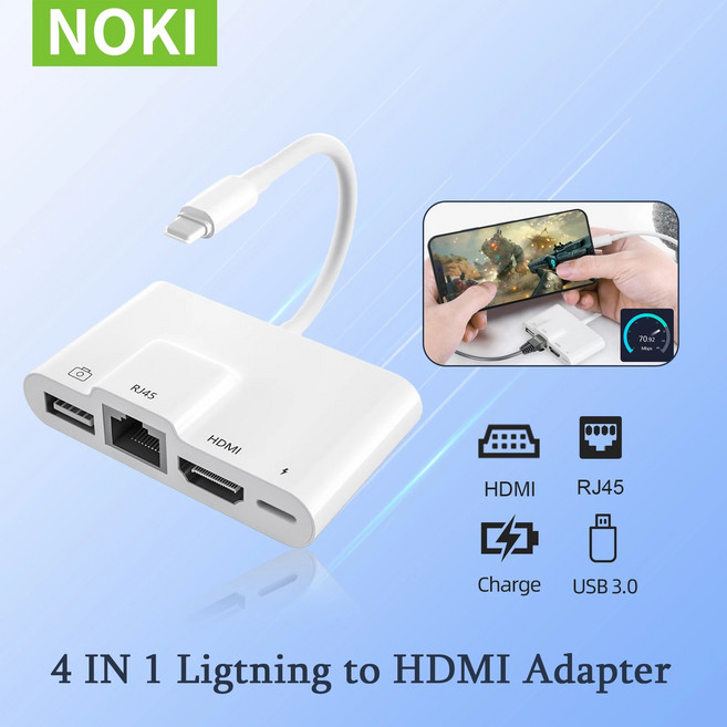 이더넷 라이트닝HDMI 디지털 AV 어댑터 iPhone 14 iPadTV 1080P 네트워크 LAN 유선 어댑터 충전 컨버터 RJ45, 8.Style 4, 1개