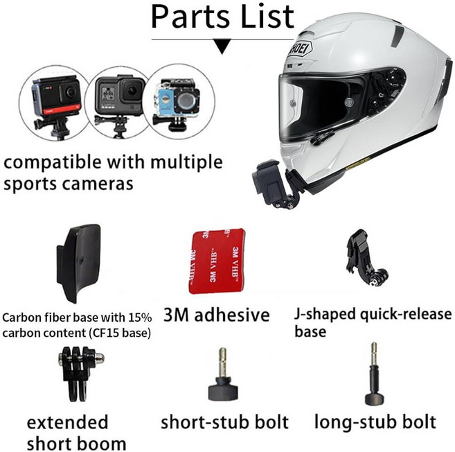 SHOEI X-Fourteen X14 턱 마운트 키트 Shoei X-Spirit III 카메라 탄소 섬유 로드 베어링 패치 조절 가능한 브래킷 GoPro Hero Insta36