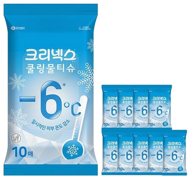 크리넥스 쿨링물티슈 10매x10개(100매), 45g, 10매, 10박스
