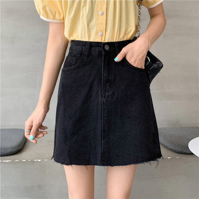 보슈 여성 데님 워싱 청치마 미니 스커트