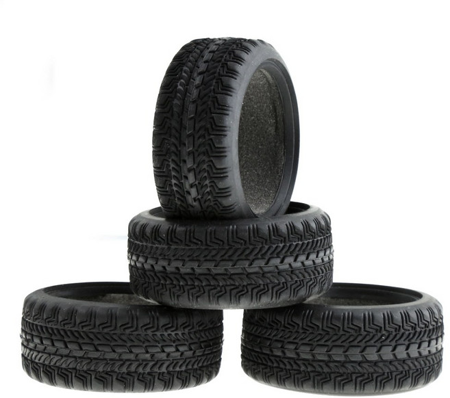 4pcs 고무 타이어 타이어 1/10 RC 온로드 드리프트 투어링 자동차 사쿠라 트락스 XAS HSP Tamiya HPI Kyosho Redcat 5, 검은색