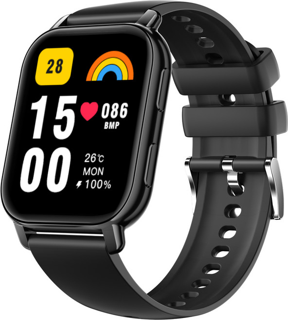 WAPIK 통화가능 웨어러블 블루투스 스마트 워치 P5S 1.85인치, GPS + 블루투스, 4.7cm, 블랙