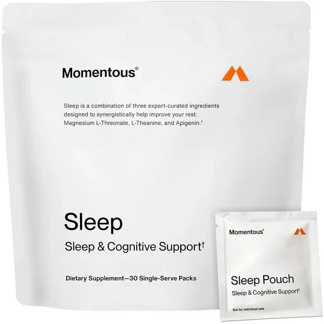 Momentous Nightly Sleep Pack - 마그네슘 글리시네이트 L-트레오네이트 및 아피게닌 NSF 스포츠 인증 30회 분량, 1개 - 쿠팡